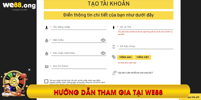 Hướng dẫn tham gia tại We88